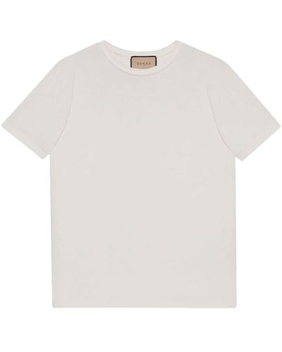 Gucci T-Shirt mit Logo-Stickerei - Weiß