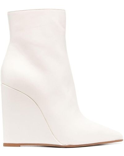 Le Silla Kira 120mm Wedge Leather Boots - White