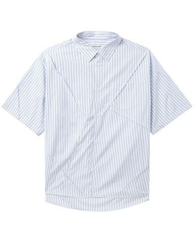 Undercover Crease-detail Striped Cotton Shirt - White