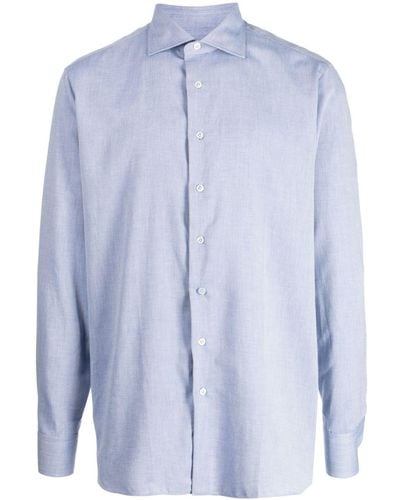 Lardini Twil-Hemd mit Spreizkragen - Blau