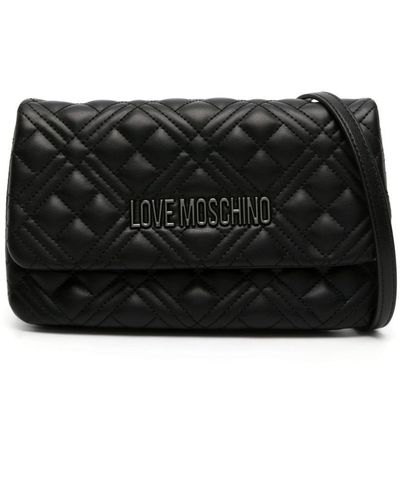 Love Moschino Logo-plaque Quilted Crossbody Bag - Black