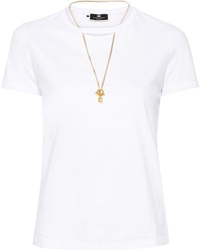 Elisabetta Franchi T-Shirt mit Cut-Outs - Weiß
