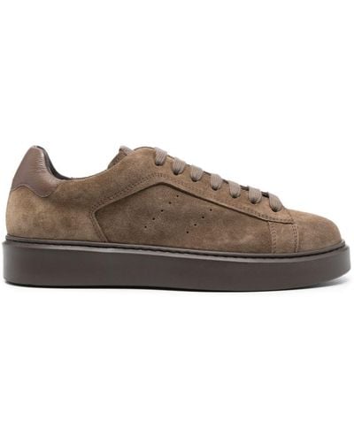 Doucal's Logo-lettering Suede Sneakers - Brown