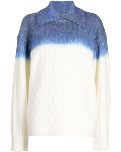 Adererror Rowy Garment-dyed Knitted Sweater - Blue
