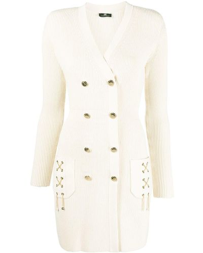 Elisabetta Franchi Double-breasted Knit Dress - Natural