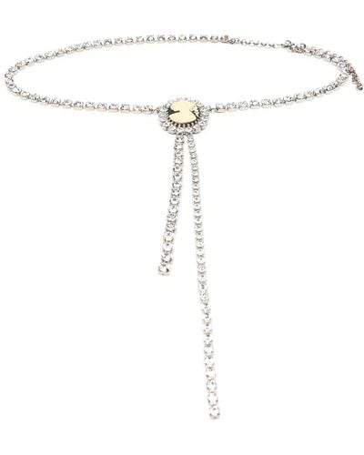 Alessandra Rich Gemstone-appliqué Crystal-embellished Belt - White