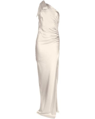 Michelle Mason Asymmetric Silk Maxi Gown - White