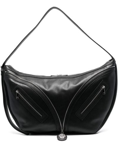 Versace Repeat Large Shoulder Bag - Black