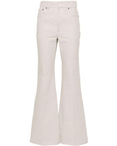 Fendi Mid-rise Ff-jacquard Bootcut Jeans - Gray