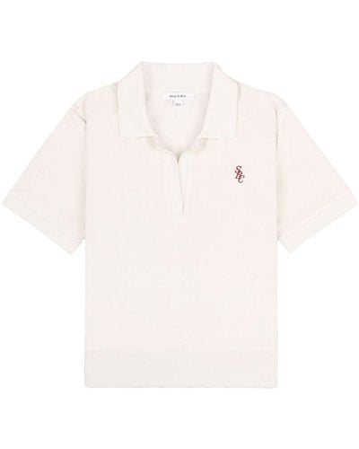 Sporty & Rich Src Velour Cotton Polo Shirt - White