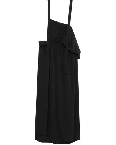 Y's Yohji Yamamoto Asymmetric Ruffled Midi Skirt - Black