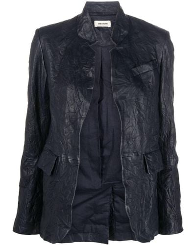 Zadig & Voltaire Verys Cuir Fróisse Leather Jacket - Blue