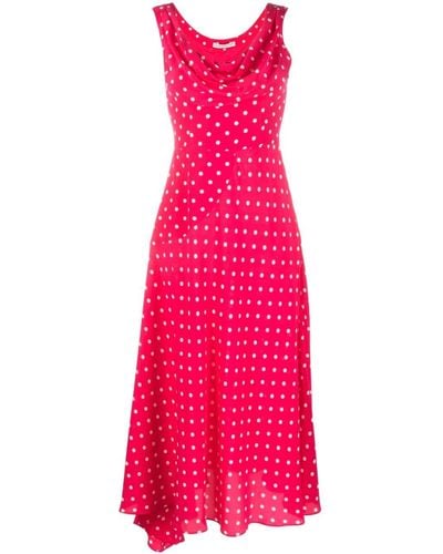 Alessandra Rich Polka Dot-print Draped Dress - Pink
