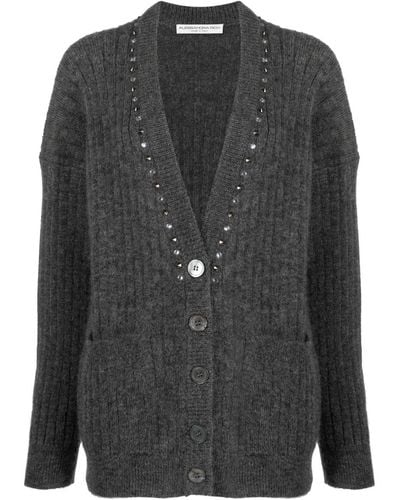 Alessandra Rich Embellished Wool-blend Cardigan - Black
