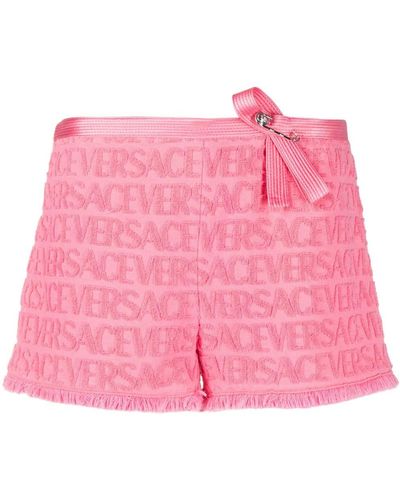 Versace Allover Devoré Cotton Shorts - Women's - Cotton/silk - Pink