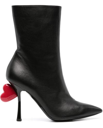 Moschino Heart-appliqué 105mm Leather Boots - Black