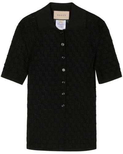 Gucci Poloshirt mit Monogrammmuster - Schwarz