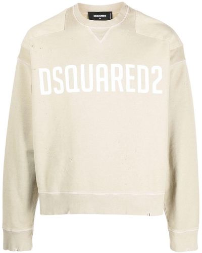 DSquared² Logo-print Crew Neck Sweatshirt - Natural