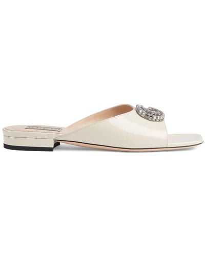 Gucci Double G Leather Sandals - White
