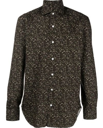 Barba Napoli Camouflage-print Button-down Shirt - Black