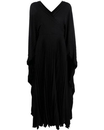 Valentino Garavani Robe longue plissée à effet de cape - Noir