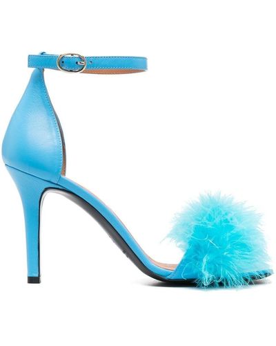 Via Roma 15 Pompom-embellished 100mm High-heel Sandals - Blue