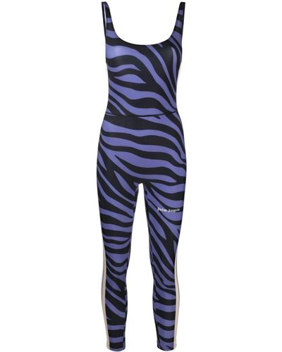 Palm Angels Zebra-print Sleeveless Jumpsuit - Blue