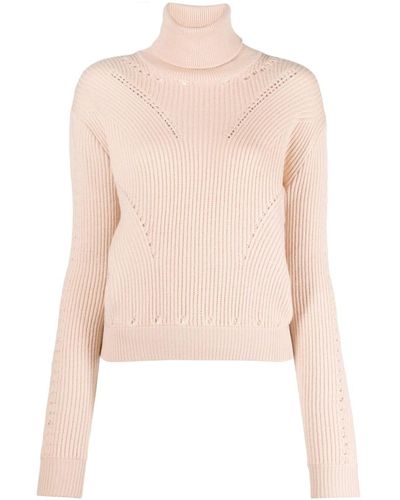 Genny Logo-charm Ribbed-knit Sweater - Pink