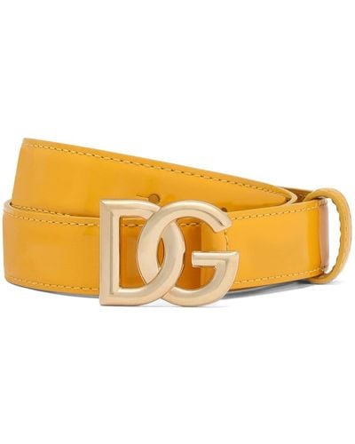 Dolce & Gabbana ロゴバックル レザーベルト - オレンジ