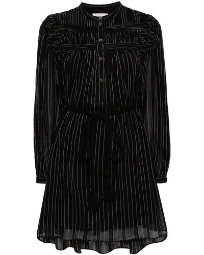 Isabel Marant Gestreiftes Leozi Voile-Minikleid - Schwarz