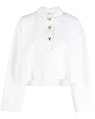Rosetta Getty Long-sleeve Crop Polo Shirt - White