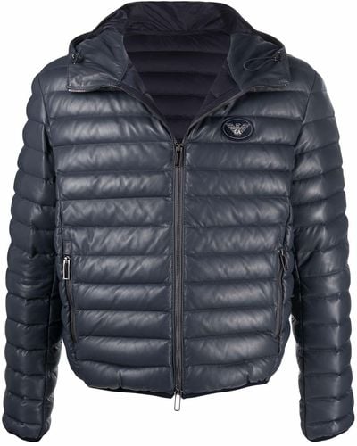 Emporio Armani Padded Down Hooded Jacket - Blue