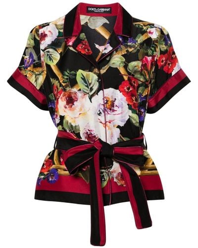 Dolce & Gabbana Camisa con motivo floral - Rojo