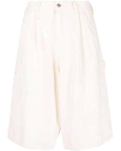 R13 Weite Shorts mit Logo-Patch - Weiß