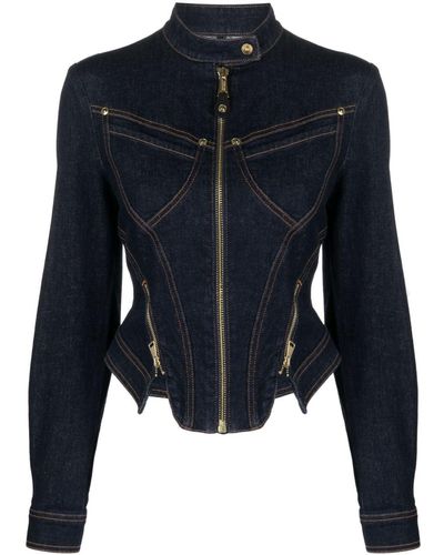 Versace Jeans Couture Jeansjacke mit Corsage - Blau
