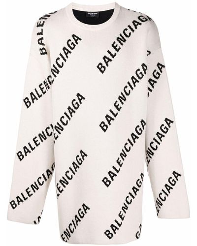 Balenciaga Allover Logo Crew-neck Sweater - Multicolor