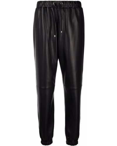 Philipp Plein Leather Tapered Trousers - Black