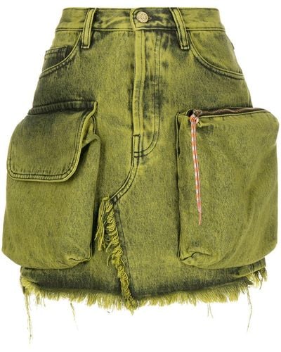 Aries Pouch-pocket A-line Skirt - Green