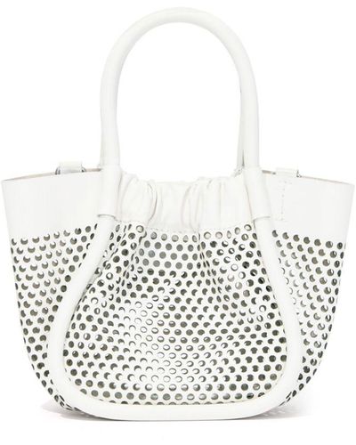 Proenza Schouler Extra Small Ruched Perforated-leather Tote - White