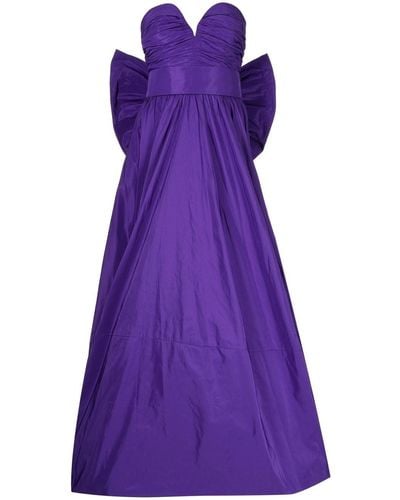 Bambah Oversize Bow Detail Silk Gown - Purple