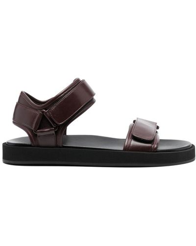 The Row Touch-strap Leather Sandals - Brown