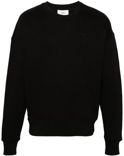 Ami Paris Ami De Coeur-embossed Sweatshirt - Black