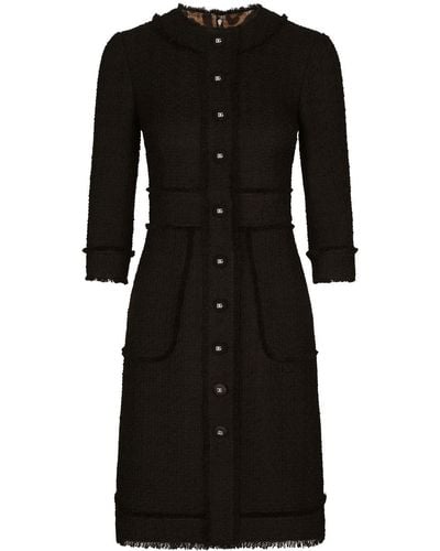 Dolce & Gabbana Robe en tweed à coupe mi-longue - Noir