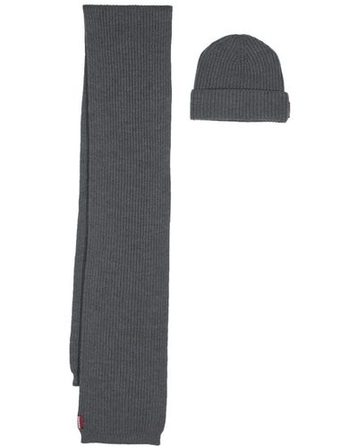 DSquared² Knitted Wool Scarf-beanie Set - Gray