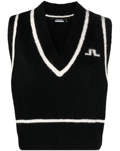 J.Lindeberg Marjorie Logo Intarsia-knit Vest - Black