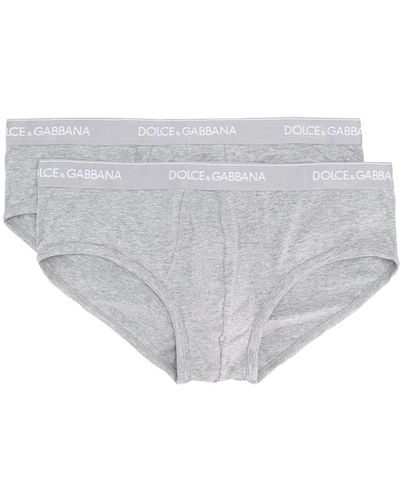 Dolce & Gabbana Brando Logo-waistband Briefs (pack Of Two) - Grey