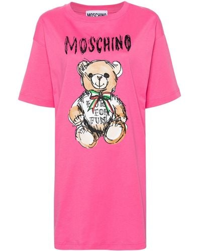 Moschino T-Shirtkleid mit Teddy-Print - Pink