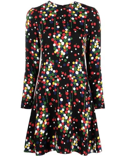 Saint Laurent Long-sleeve Polka-dot Print Dress - Black