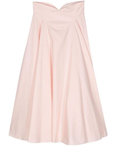 Alexander McQueen Cotton Flared Midi Skirt - Pink