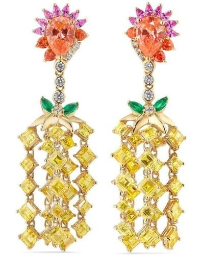 Anabela Chan 18kt Yellow Gold Pineapple Multi-stone Earrings - White